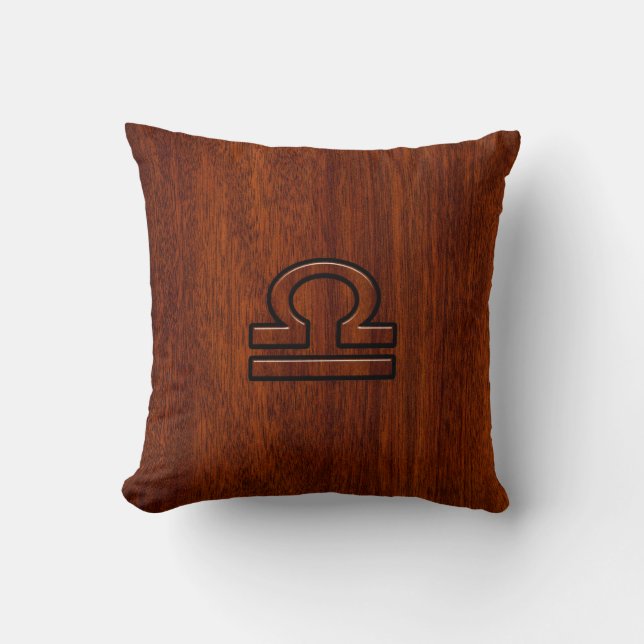 Libra Zodiac Symbol på Mahogany Kudde (Framsida)