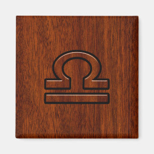 Libra Zodiac Symbol på Mahogany Magnet