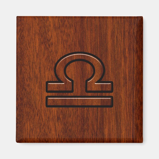 Libra Zodiac Symbol på Mahogany Magnet (Framsidan)