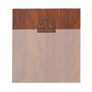 Libra Zodiac-symbol på mahogany stil-utskrift Anteckningsblock
