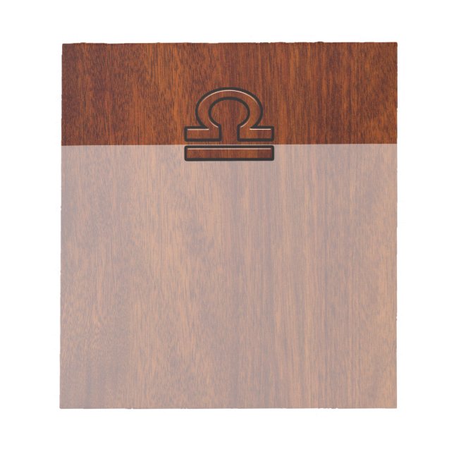 Libra Zodiac-symbol på mahogany stil-utskrift Anteckningsblock (Framsida)