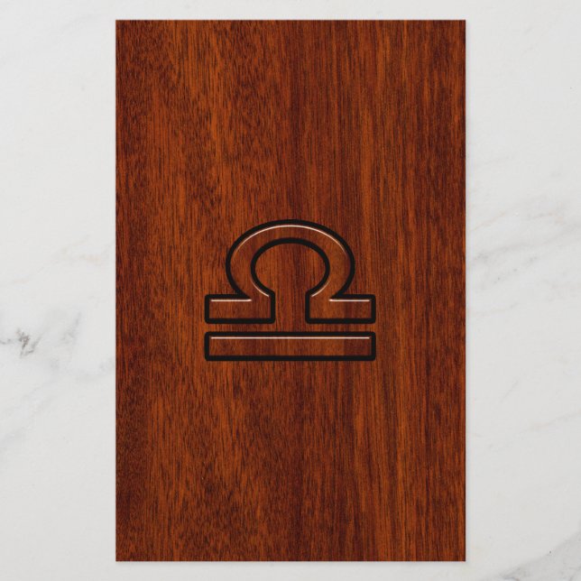 Libra Zodiac-symbol på mahogany stil-utskrift Brevpapper (Framsida)