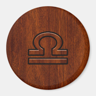 Libra Zodiac-symbol på mahogany stil-utskrift Magnet