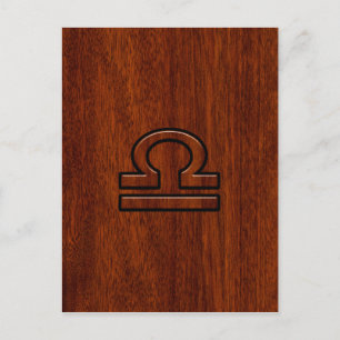 Libra Zodiac-symbol på mahogany stil-utskrift Vykort