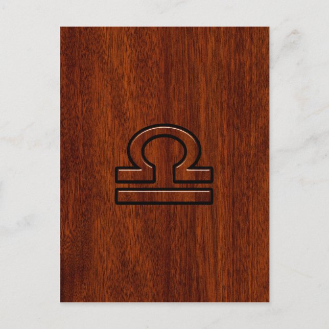 Libra Zodiac-symbol på mahogany stil-utskrift Vykort (Framsida)