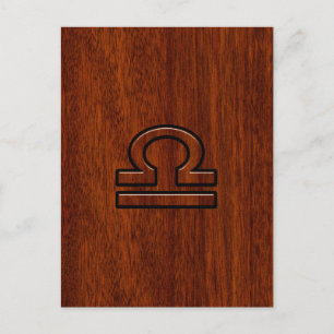 Libra Zodiac Symbol på Mahogany Vykort