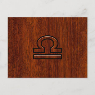 Libra Zodiac Symbol på Mahogany Vykort