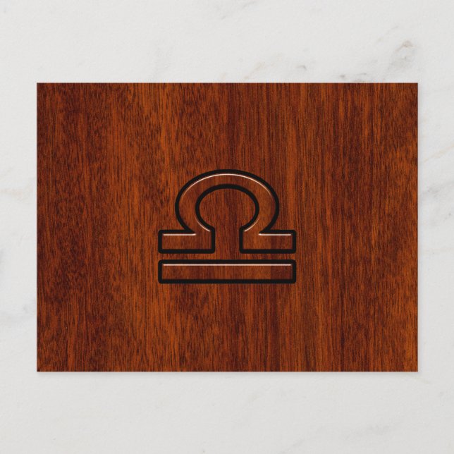 Libra Zodiac Symbol på Mahogany Vykort (Framsida)