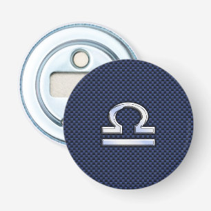 Libra Zodiac Symbol på marinblå kolfiber Flasköppnare