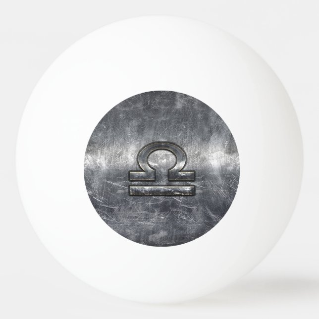 Libra Zodiac Symbol Silver Steel Stil Pingisboll (Framsidan)