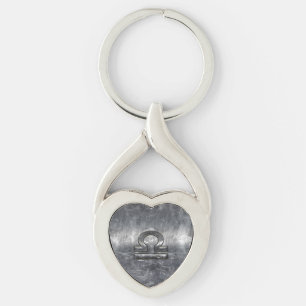 Libra Zodiac Symbol Silver Steel Stil Twisted Heart Silverfärgad Nyckelring