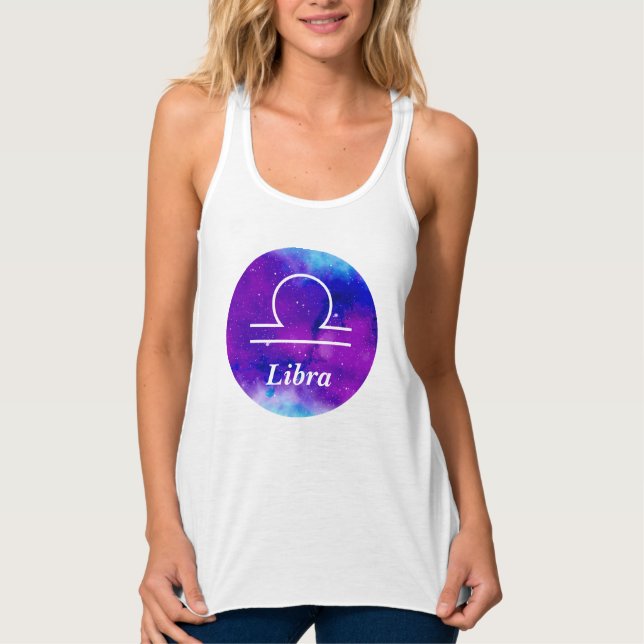 Libra Zodiac Symbol Space Nebula Linne Med Racerback (Framsida)