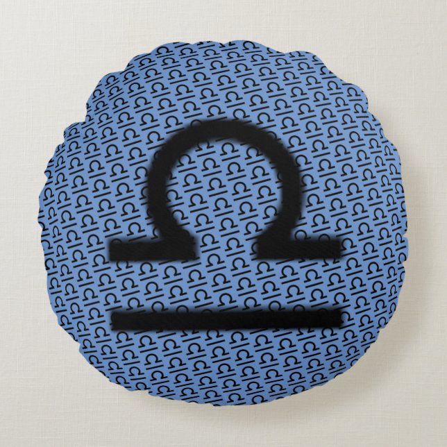 Libra Zodiac Symbol Standard av Kenneth Yoncich Rund Kudde (Framsidan)