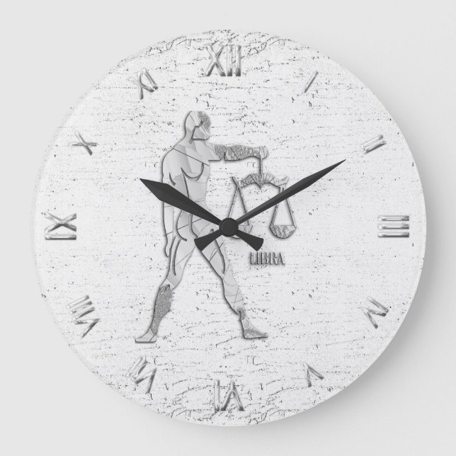 Libra Zodiac Symbol Wall Clock Stor Klocka (Framsida)
