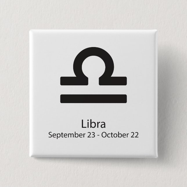 Libra zodiac-tecken 23 september-22 oktober knapp (Framsida)