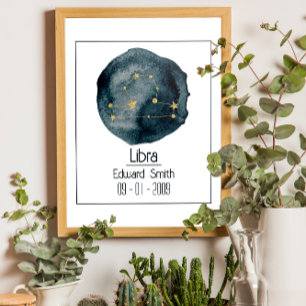 Libra Zodiac-tecken: Anpassat namn och födelsedag Poster