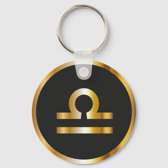 Libra Zodiac-tecken, Black & Guld-nyckelkedja Nyckelring (Framsida)