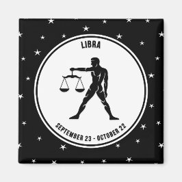 Libra Zodiac-tecken, Black & White Magnet
