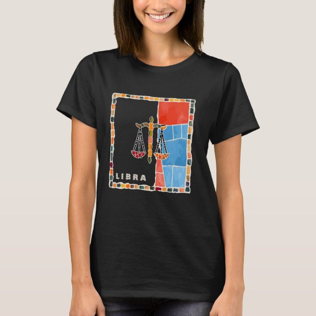 Libra zodiac-tecken mosaik - harmoni och balans i t shirt (Framsida)