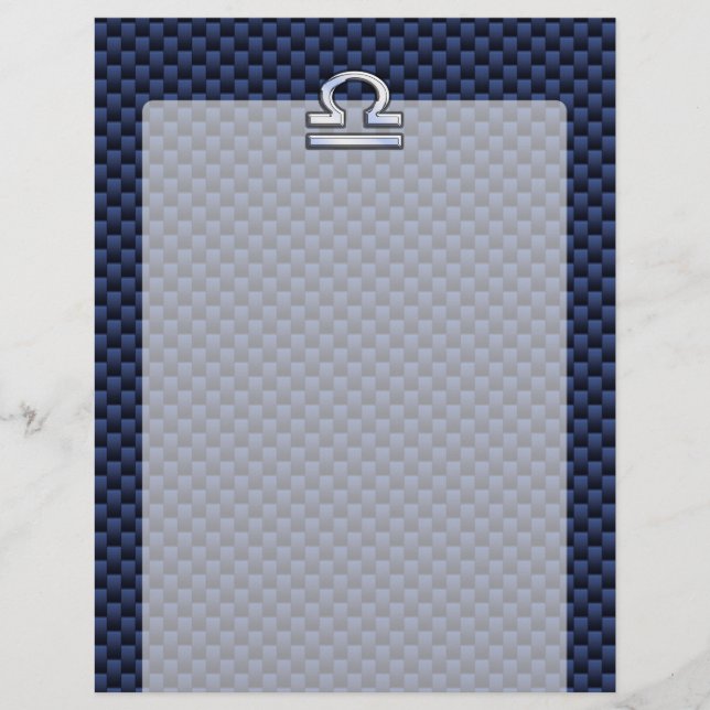Libra Zodiac-tecken på Blue Carbon Fiber Stil (Framsida)