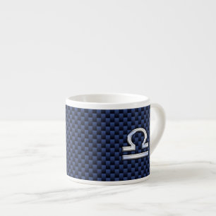 Libra Zodiac-tecken på Blue Carbon Fiber Stil Espressomugg