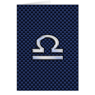 Libra Zodiac-tecken på Blue Carbon Fiber Stil Hälsningskort