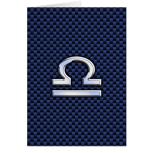 Libra Zodiac-tecken på Blue Carbon Fiber Stil Hälsningskort (Framsidan)