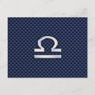 Libra Zodiac-tecken på Blue Carbon Fiber Stil Vykort