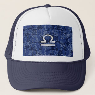 Libra Zodiac-tecken på Blue Digital Camouflage Keps