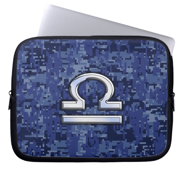 Libra Zodiac-tecken på Blue Digital Camouflage Laptop Fodral (Framsidan)