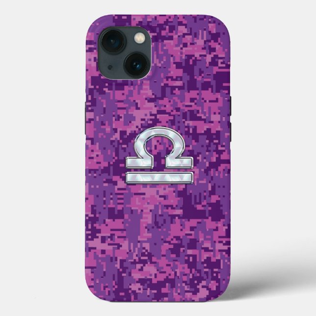 Libra Zodiac-tecken på Fuchsia Camo (Baksida)