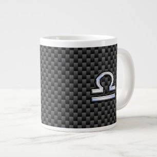Libra Zodiac-tecken på kolfiber Stil Jumbo Mugg