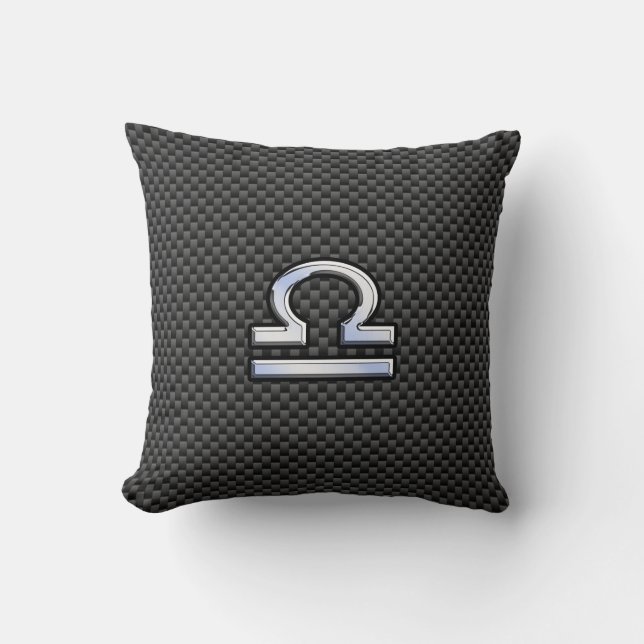 Libra Zodiac-tecken på kolfiber Stil Kudde (Framsida)