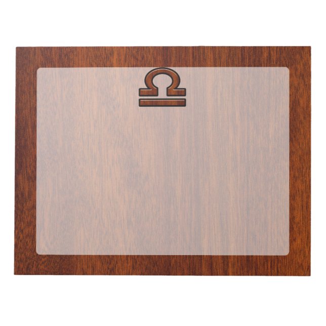 Libra Zodiac-tecken på mahogany Stil Decor Anteckningsblock (Framsida)