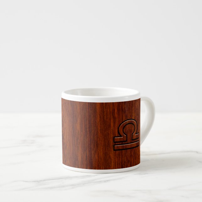 Libra Zodiac-tecken på mahogany Stil Decor Espressomugg (Framsida höger)
