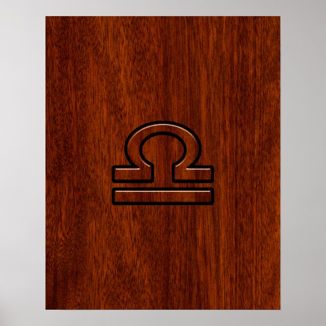 Libra Zodiac-tecken på Mahogany Stil-utskrift Poster (Framsidan)