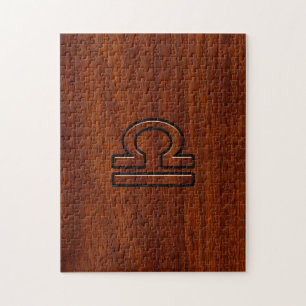Libra Zodiac-tecken på Mahogany Stil-utskrift Pussel