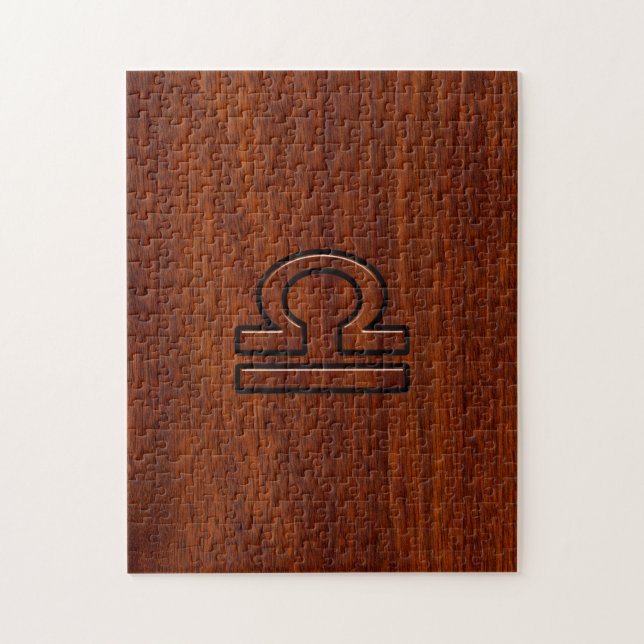 Libra Zodiac-tecken på Mahogany Stil-utskrift Pussel (Vertikal)