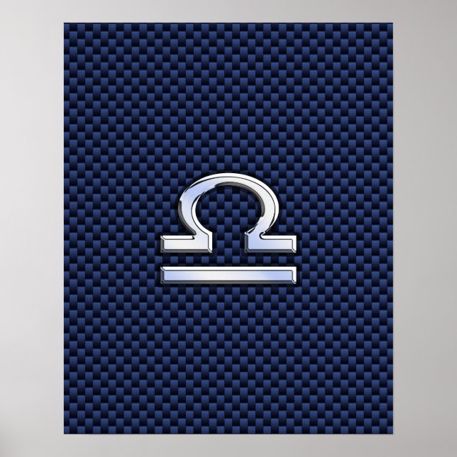 Libra Zodiac-tecken på marin blå kolfiber Poster (Framsidan)