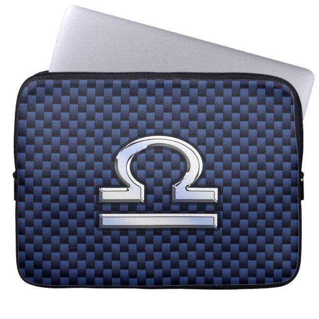 Libra Zodiac-tecken på marin kolfiber Stil Laptop Fodral (Framsidan)