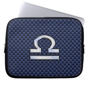 Libra Zodiac-tecken på marin kolfiber Stil Laptop Fodral