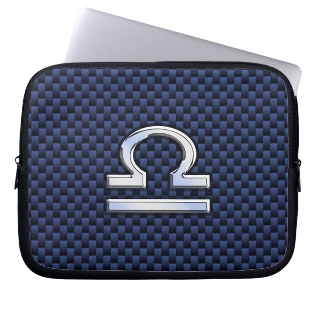 Libra Zodiac-tecken på marin kolfiber Stil Laptop Fodral (Framsidan)