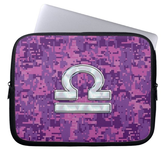 Libra Zodiac-tecken på Rosa Digital Camo Laptop Fodral (Framsidan)
