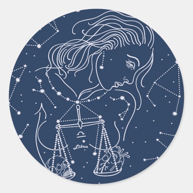 Libra zodiac-tecken runt klistermärke (Framsida)