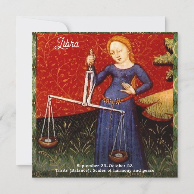 Libra Zodiac-teckenskalor, Födelsedagsfest Inbjudningar (Framsida)