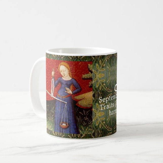 Libra Zodiac-teckenskalor, Födelsedagsfest Kaffemugg (Framsida vänster)