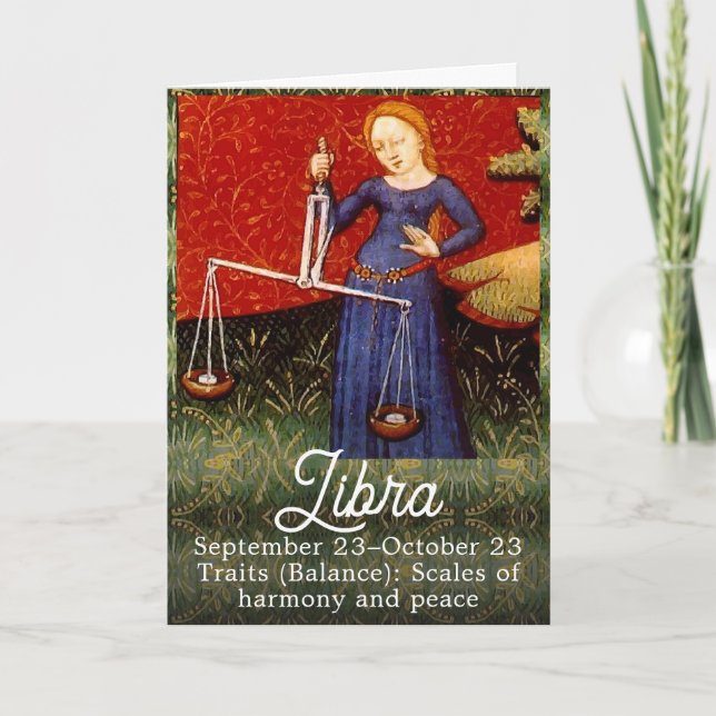 Libra Zodiac-teckenskalor, Födelsedagsfest Kort (Framsida)
