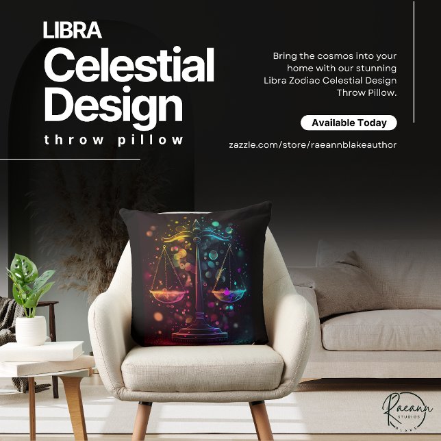Libra Zodiak Celestial Design Kuddöverkast Kudde (Skapare uppladdad)