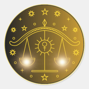 Libra Zodiak Emblem Minimalt Celestialt Symbol Runt Klistermärke