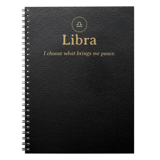 Libra Zodiak Spiral Anteckningsbok - Falskt Läder  (Framsidan)